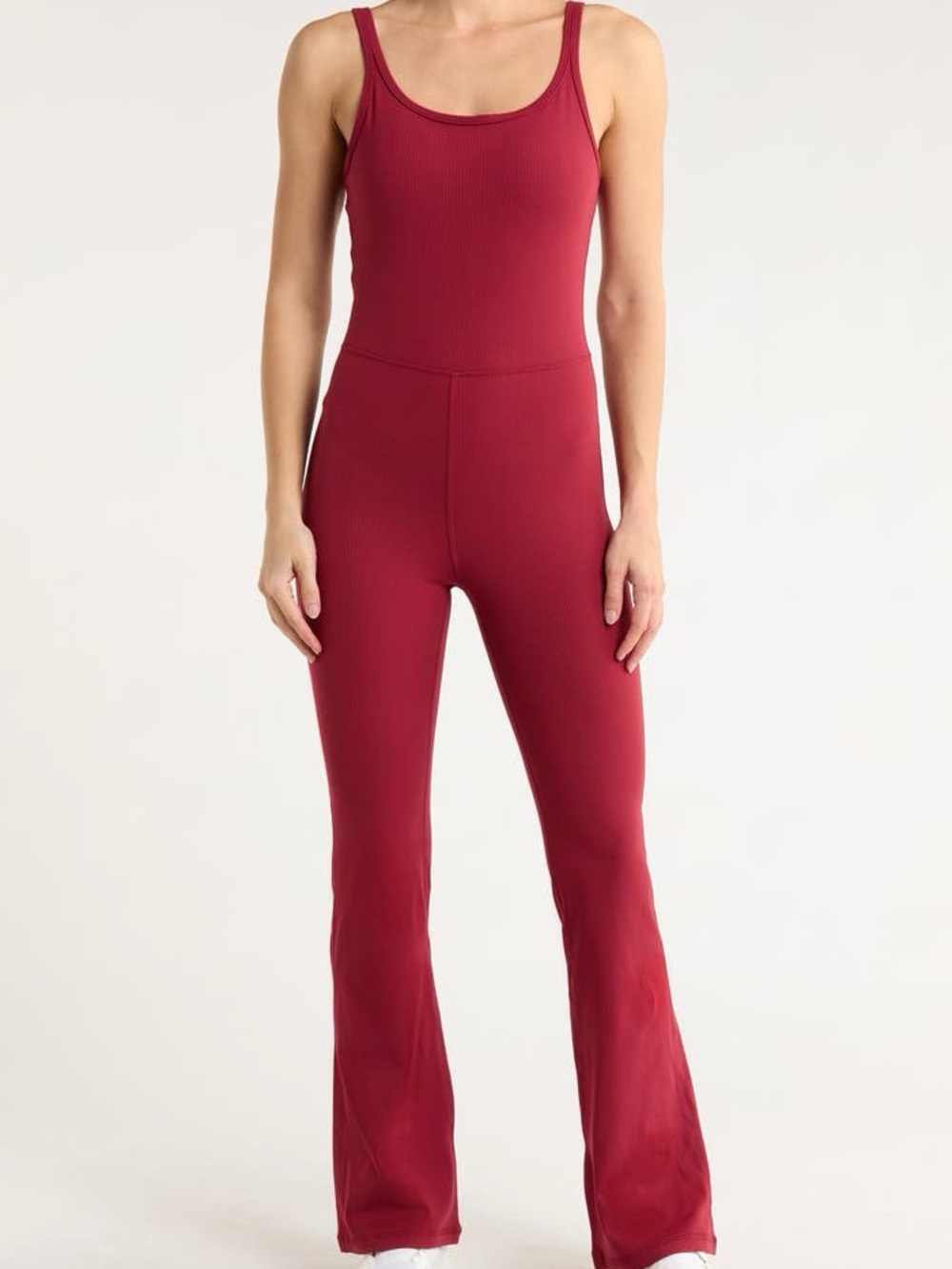 Red Ribbed Jumpsuit - Picture 3 of 4